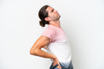 Fototapeta premium Caucasian handsome man isolated on white background suffering from backache for having made an effort