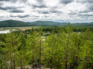 Fototapeta na wymiar beautiful view of the wooded Ural mountains