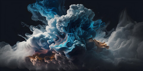 blue smoke shadow , celestial space fade Cloud background -ai generative