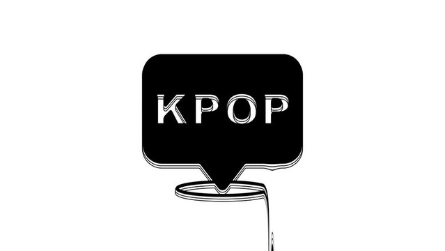 Black K-pop icon isolated on white background. Korean popular music style. 4K Video motion graphic animation