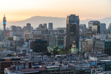 Sunset over Santiago, Chile