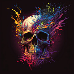 t-shirt design, Skull, art illustration 