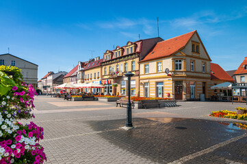 Fototapeta na wymiar Market square in Zlotow, Greater Poland Voivodeship, Poland 