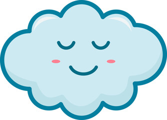 Cute Cloud With Emoji, Filled Line Style
