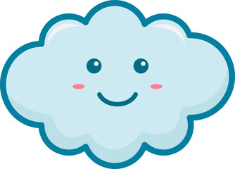 Cute Cloud With Emoji, Filled Line Style