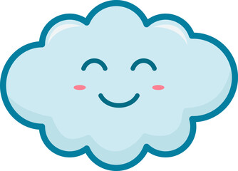 Obraz premium Cute Cloud With Emoji, Filled Line Style