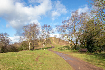Fototapeta na wymiar Springtime landscape along the Malvern hills.