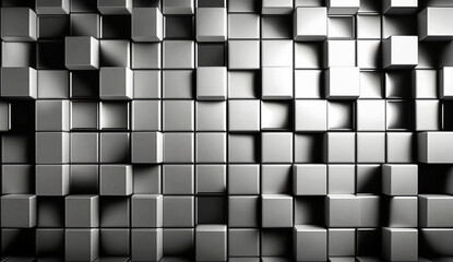 Abstract silver metal cubes background with light reflections. Generative AI. - 574971893