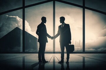 Fototapeta na wymiar Successful Business Partnership: Two Businessmen Shaking Hands in a Business Meeting