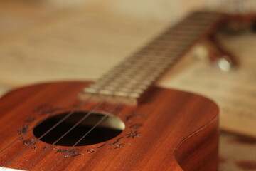 Fototapeta premium Music, guitar, sunny mood, notes, love, passion