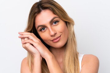 Obraz premium Young Uruguayan woman isolated on white background . Portrait