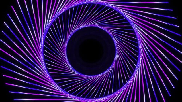 Abstract vortext circle of neon lines tunnel loop animation