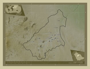 Al Qasim, Saudi Arabia. Wiki. Labelled points of cities