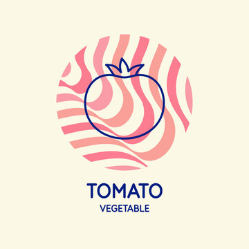 Illustration of a tomato in a flat style. Isolated image on a light background. Vector icon.