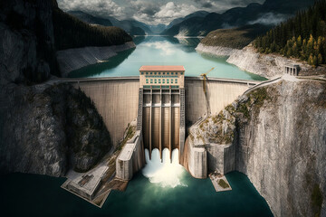 large hydroelectric dam. generative ai