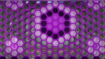 Empty room with Hexagonal dark patterned wall mockup. 3d renderings