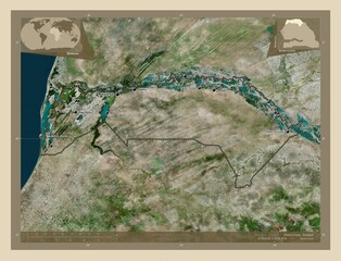 Saint-Louis, Senegal. High-res satellite. Labelled points of cities