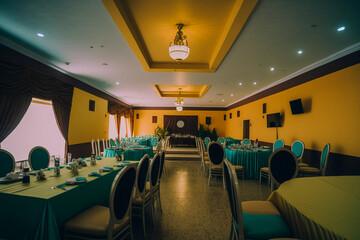 Generative AI. Interior decoration of an event hall