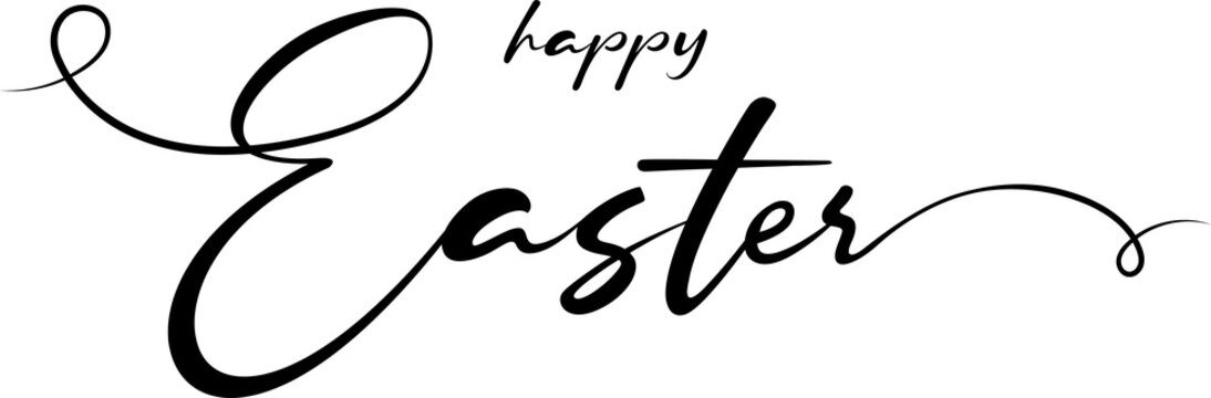 Happy Easter vector calligraphy text. Happy Easter greeting card. Modern Handwritten type on transparent background. PNG image