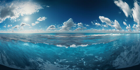 Panoramic view of blue sky and water