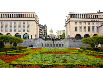 Mont des Arts gardens and Coudenberg Сhurch of Brussels