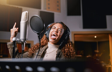 Music, singing and radio with a black woman celebrity at her record label to sing a song for her...