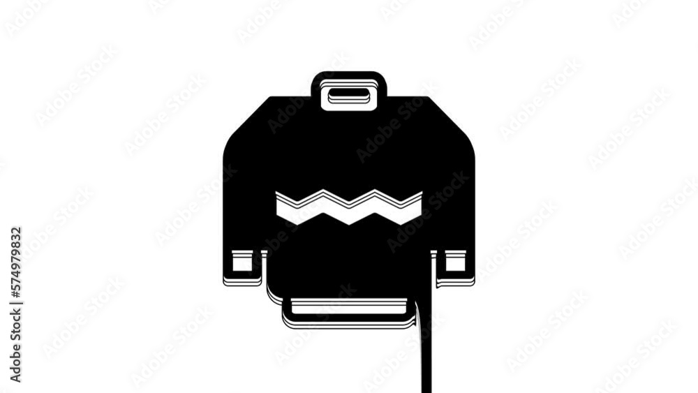 Poster Black Sweater icon isolated on white background. Pullover icon. Sweatshirt sign. 4K Video motion graphic animation