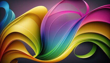 Abstract Rainbow Wavy Satin Background - generative AI