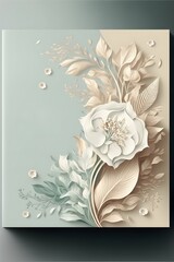 Floral wedding card design template with a soft color palette