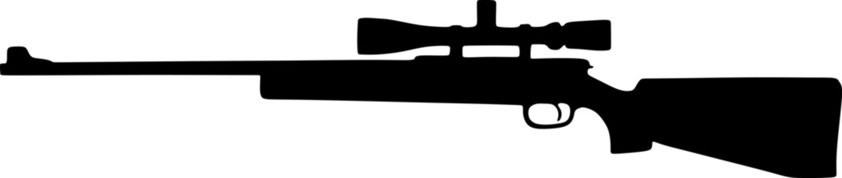 recommend clip art: Sniper rifle vector silhouette illustration isolated on white background.illustration
