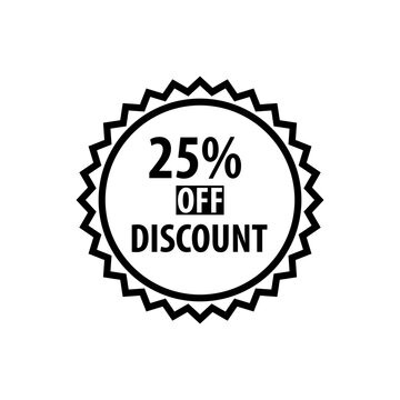 25% off discount stamp icon vector logo design template