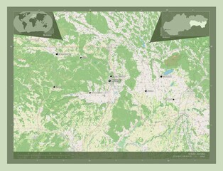 Kosicky, Slovakia. OSM. Labelled points of cities