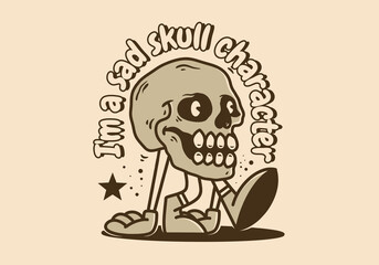 Funny art mascot character of walking skull