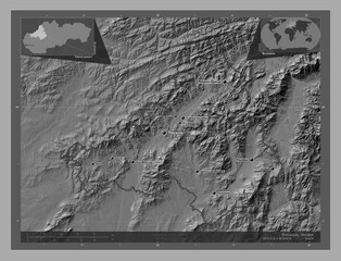 Trenciansky, Slovakia. Bilevel. Labelled points of cities