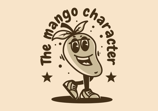 Mascot character design of happy mango fruit