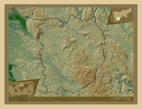 Notranjsko-kraska, Slovenia. Physical. Labelled points of cities
