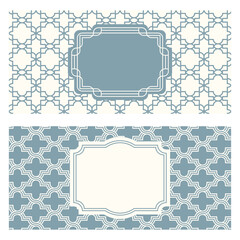 Monochrome banner templates, patterned abstract geometric background. Packaging design, vector illustration.