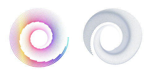 Design elements. Wave of many purple lines circle ring. Abstract vertical wavy stripes on white background isolated. Vector illustration EPS 10. Colourful waves with lines created using Blend Tool