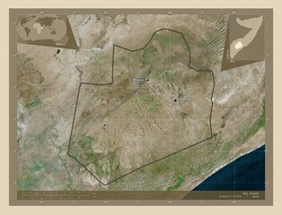Bay, Somalia. High-res satellite. Labelled points of cities