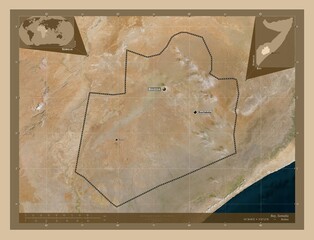 Bay, Somalia. Low-res satellite. Labelled points of cities