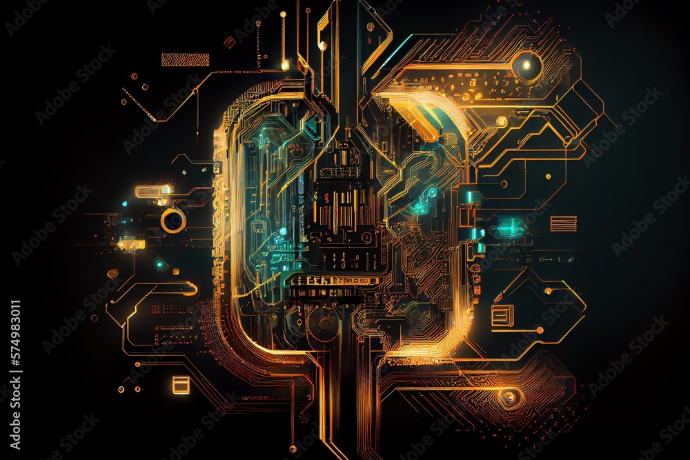 Poster abstract circuit cyberspace design technology. generative ai
