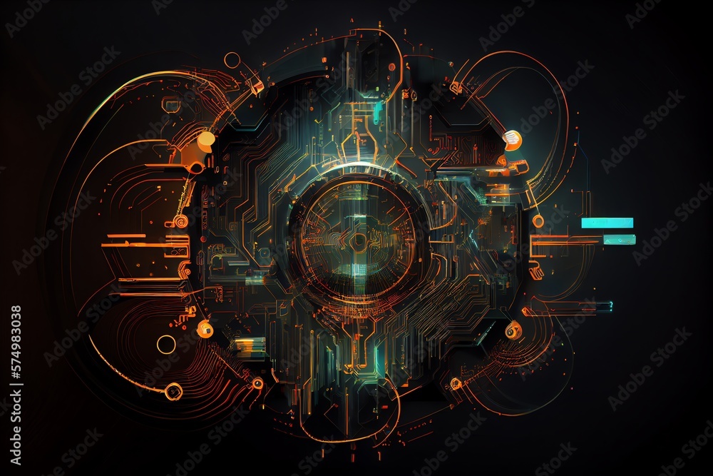Poster abstract circuit cyberspace design technology. generative ai