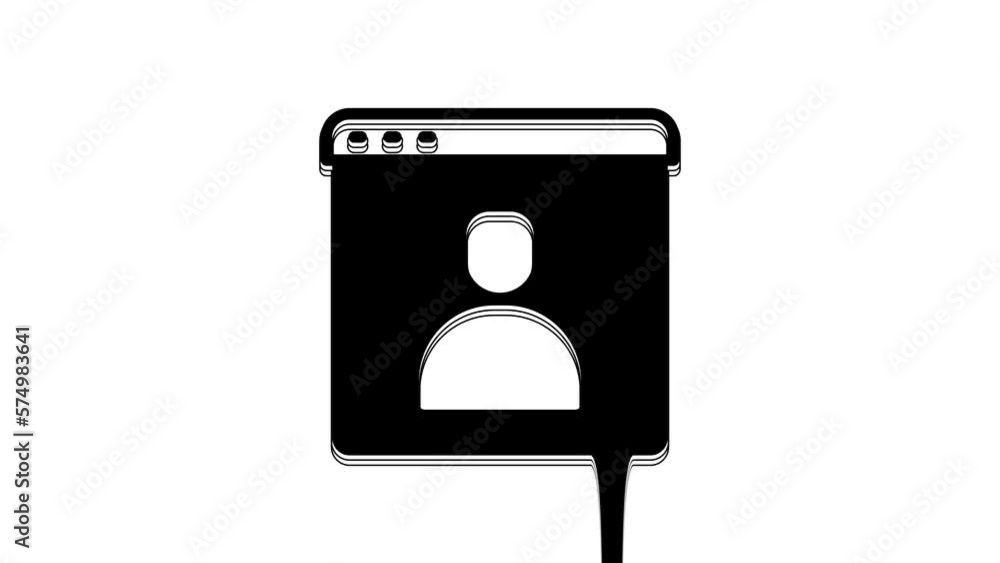 Poster black create account screen icon isolated on white background. 4k video motion graphic animation