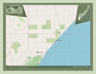 Jubbada Hoose, Somalia Mainland. OSM. Labelled points of cities