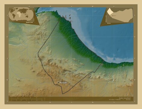 Awdal, Somaliland. Physical. Labelled points of cities