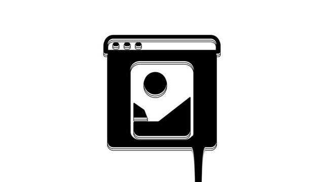 Black Photo retouching icon isolated on white background. Photographer, photography, retouch icon. 4K Video motion graphic animation