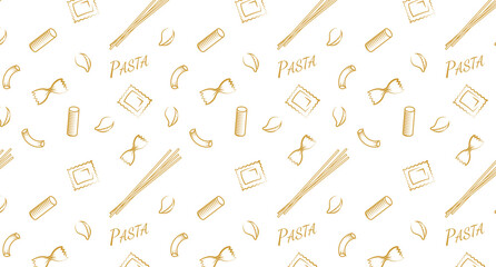pattern with vector vintage italian pasta restaurant illustration. Hand drawn. Vector hand drawn pasta set. Vintage line art illustration