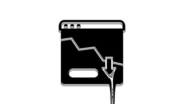 Black Financial growth decrease icon isolated on white background. Increasing revenue. 4K Video motion graphic animation