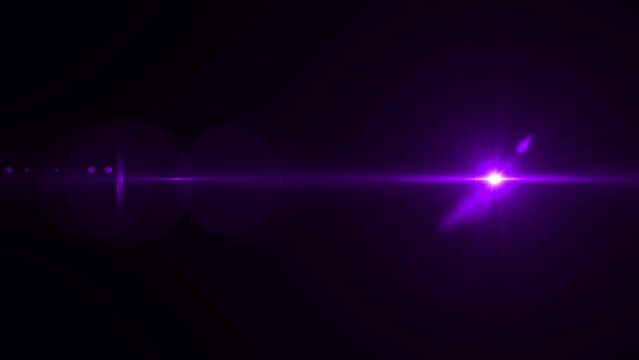 Purple lens flare effect. 4K resolution. Very high quality and realistic.on black background