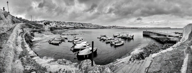 portscatho harbour in infrared black and white cornwall uk 